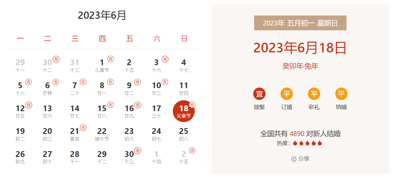 2023年6月18日是结婚吉日吗 适合结婚吗(婚礼筹备挑选吉日)