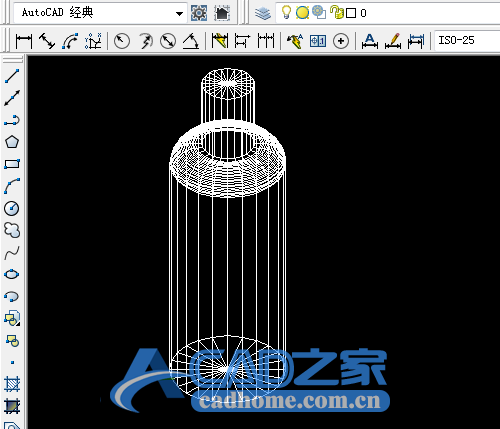 CAD旋转网格怎么快速画三维立体的瓶子线条图? 第1张