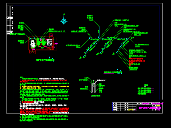 如何看懂机械CAD图纸,锅炉房燃气管道施工CAD图纸 第1张