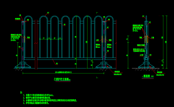 乙型护栏的 CAD设计图纸 第1张