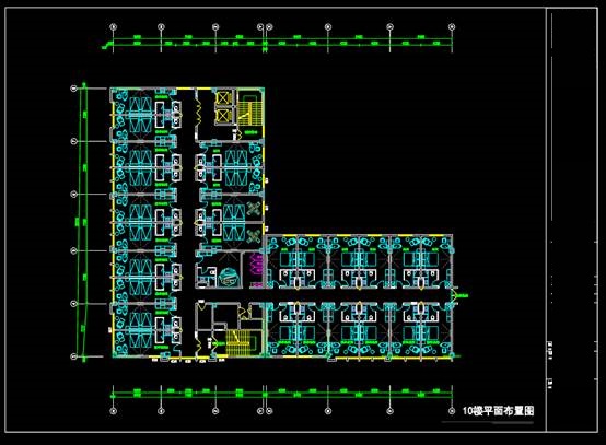 宾馆酒店建筑CAD图纸,酒店十楼平面布置CAD图纸 第2张