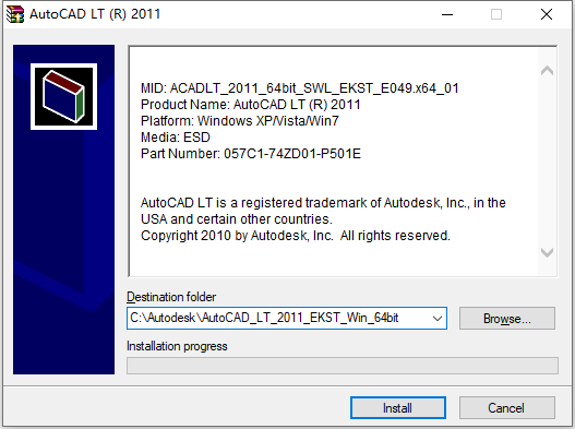 Autodesk AutoCAD LT 2011 32位64位简体中文版安装教程