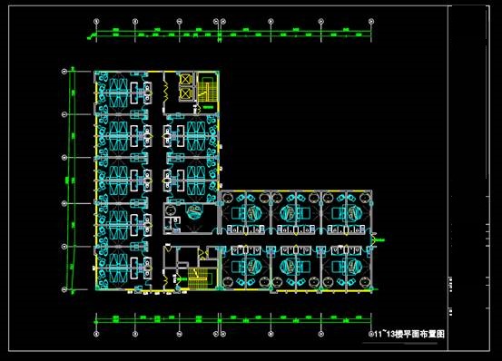 宾馆酒店建筑CAD图纸,酒店十楼平面布置CAD图纸