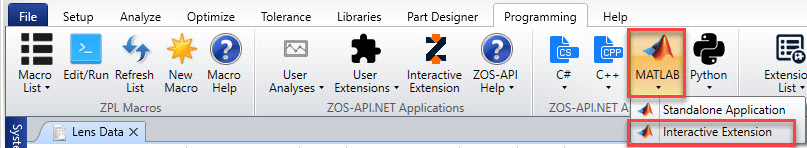 ZEMAX | 如何使用MATLAB通过交互扩展连接到ZOS-API