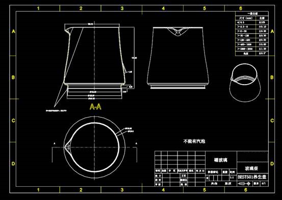 CAD机械图纸,玻璃养生壶设计CAD图纸绘制参考 第1张