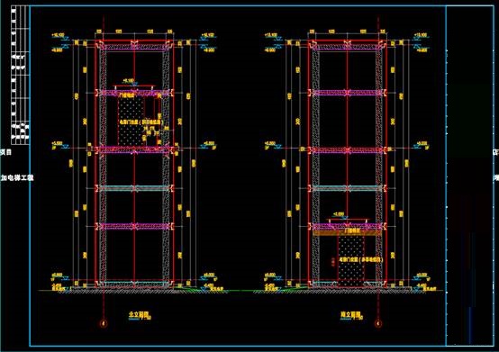 建筑工装施工CAD图,售楼处加电梯施工CAD图纸