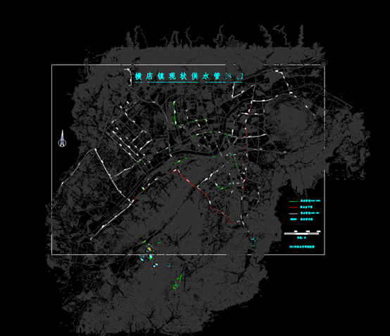 横店现状供水管网的CAD给排水系统图 第1张