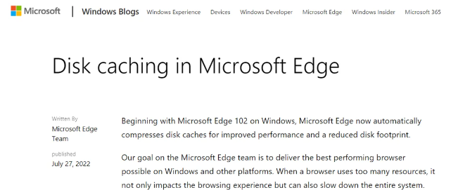 Edge浏览器推出磁盘缓存压缩技术 第2张