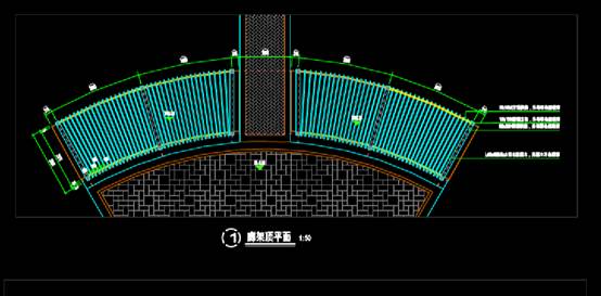 园林景观CAD图纸之次入口廊架详图 第2张