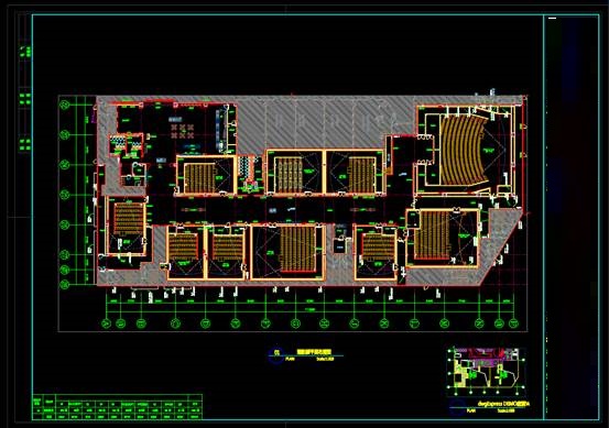 建筑工装施工CAD图,商场影院观平面设计CAD图纸 第1张