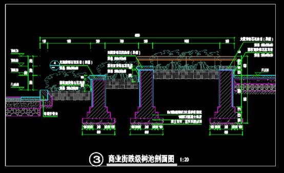 商业街跌级树池的商业建筑CAD图纸 第1张