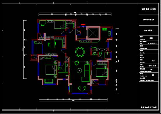 某建筑的CAD软件设计室内户型图 第2张