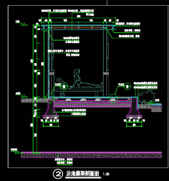 园林景观CAD图纸之泳池廊架 第4张