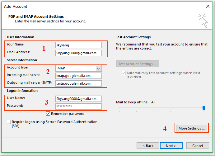 如何使用Imap将Gmail帐户添加到Outlook？ 第6张