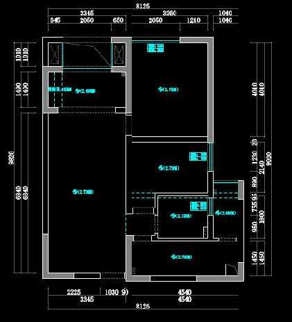 CAD室内装修户型图之原始结构图 第1张