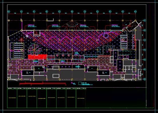CAD绘制装饰设计图纸,超市装修灯具布置CAD装饰设计图纸