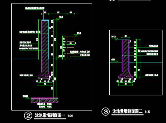 泳池景墙的园林景观CAD图纸 第4张