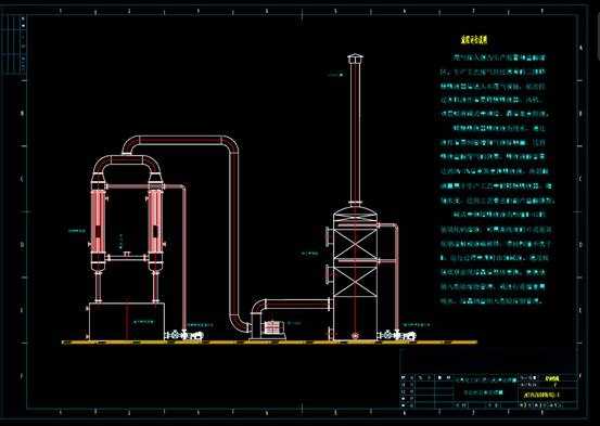 CAD工艺设计流程图,某化工厂尾气处理设计CAD图纸 第3张