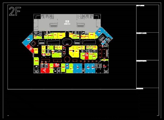 商业建筑CAD平面图,某地商业广场二层改造后落位CAD平面图