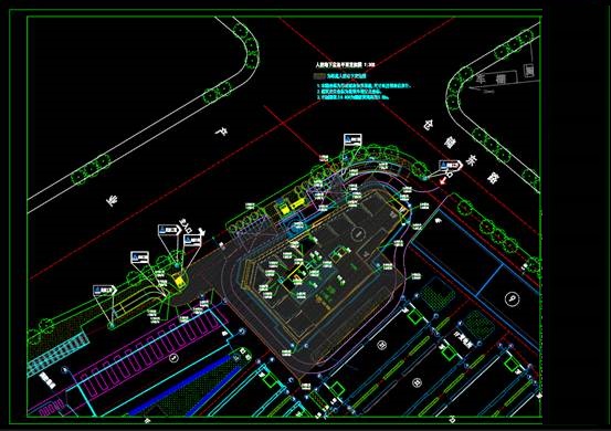 CAD商业建筑设计图,某商务配套人防地下室总平面图定位CAD图纸