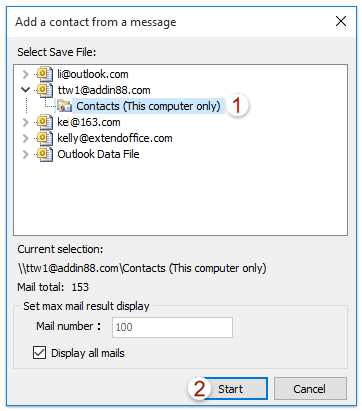 如何在Outlook中批量添加所有/多个电子邮件的发件人到联系人？ 第8张