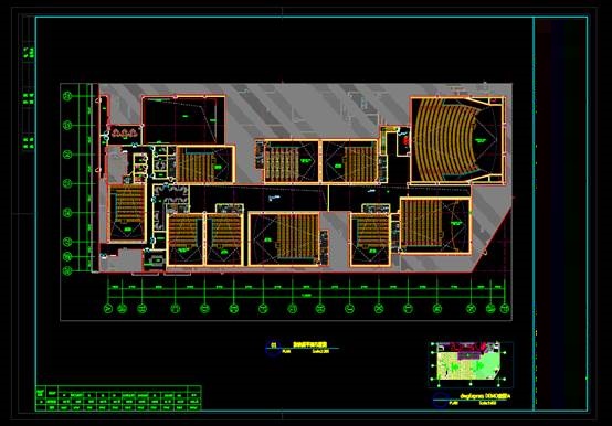 建筑工装施工CAD图,商场影院观平面设计CAD图纸 第2张