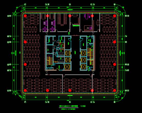 商业建筑CAD图纸,办公楼整层户型图设计CAD图纸