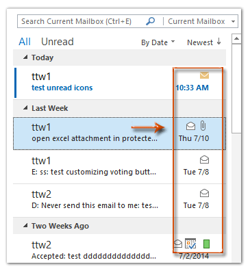 如何在Outlook中添加未读状态列？ 第5张