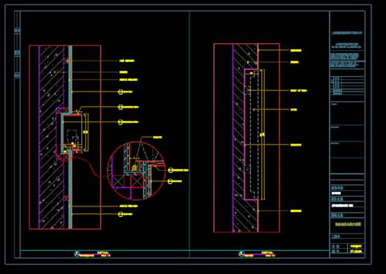 CAD建筑施工图,形象字墙电子水牌剖面的CAD建筑施工图