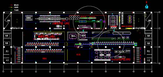 CAD工业建筑设计图,生产车间二楼平面布局CAD图纸
