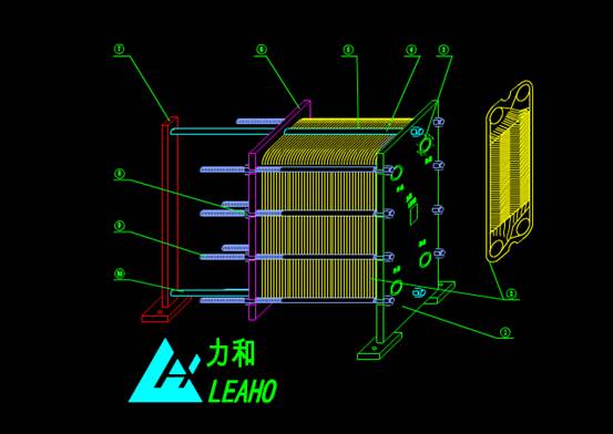 机械设备CAD图纸,机械设备CAD图纸之板式换热器轴测图
