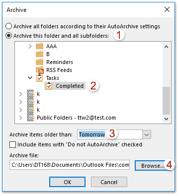 如何仅在Outlook中（自动）存档已完成的任务？ 第6张