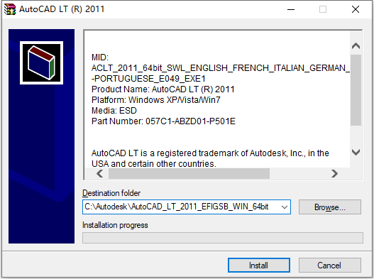 Autodesk AutoCAD LT 2011 32位64位英文版安装教程