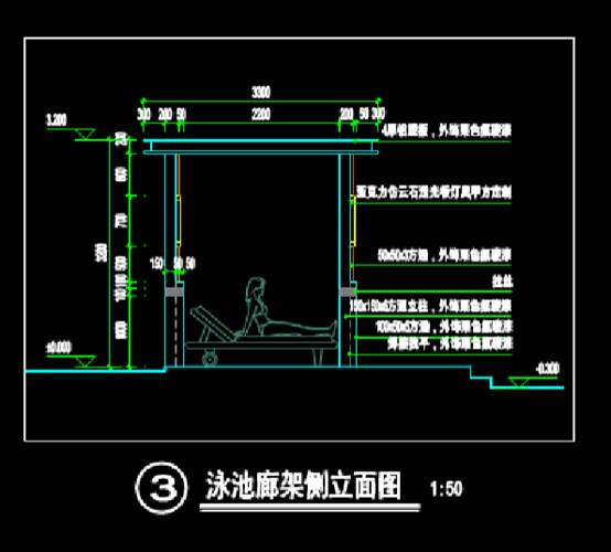 园林景观CAD图纸之泳池廊架 第3张