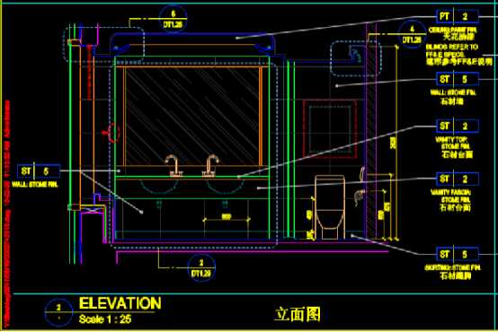 CAD绘制装饰设计图纸,CAD绘制装饰设计图纸之卫生间装修CAD设计图 第2张