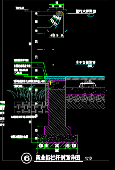 商业建筑CAD图纸之商业街景墙与栏杆详图 第5张
