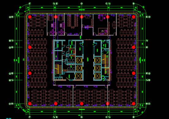 商业建筑CAD图纸,办公楼整层户型图设计CAD图纸 第2张