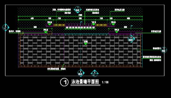 泳池景墙的园林景观CAD图纸 第1张