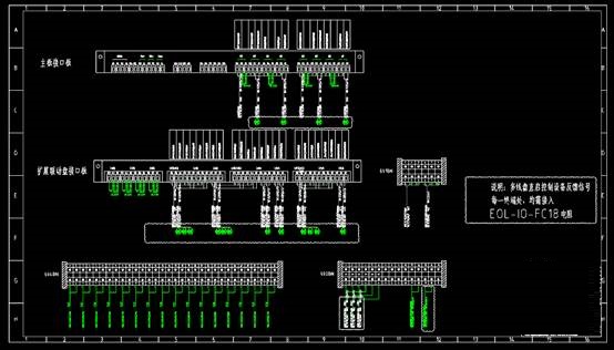 电子电工CAD图纸,集中报警控制器外部接线CAD图纸